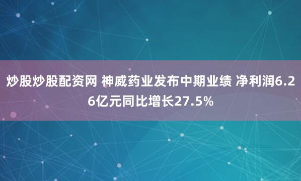 炒股炒股配资网 神威药业发布中期业绩 净利润6.26亿元同比增长27.5%